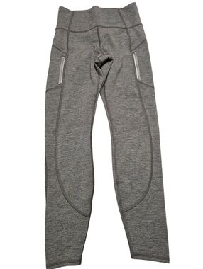 Athleta Ranier Small Heathered Tight Gray Leggings with Side Zip Pockets